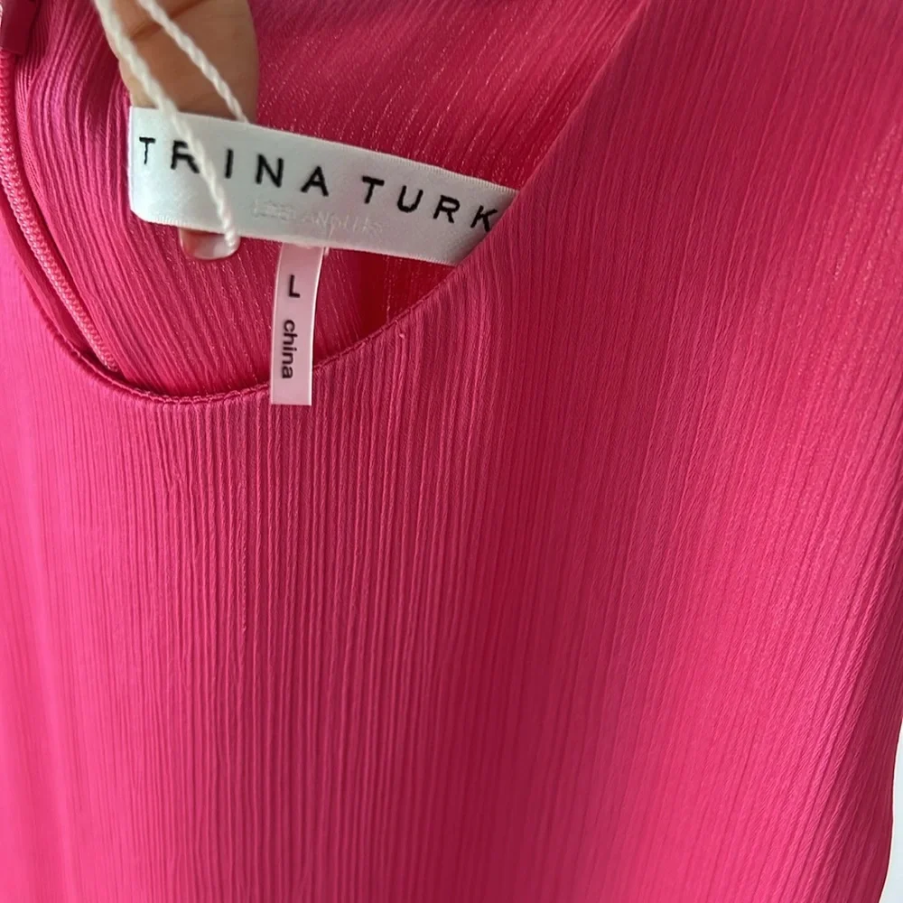 Trina Turk Pink Sleeveless Dress with Ruffle Hem - Picture 6 of 10